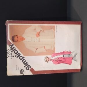 🐢1980 Simplicity 9836 Sewing Pattern Uncut Women Unlined Topper Sz 14